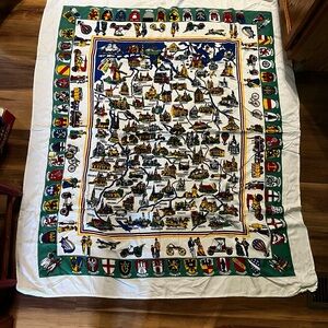 Multicolored Tablecloths German coat of arms and cities.vintage